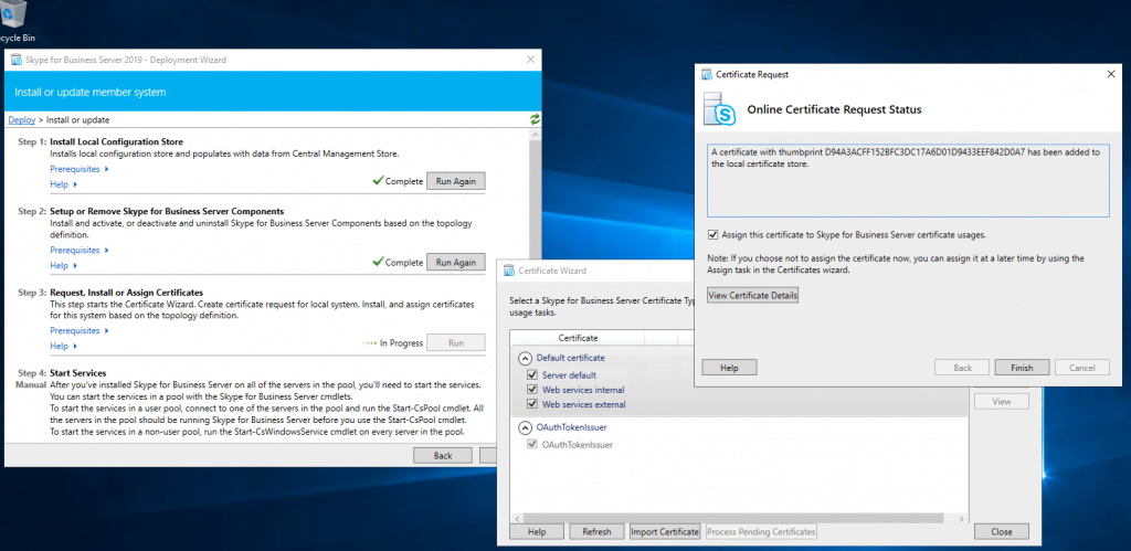install skype for business certificate