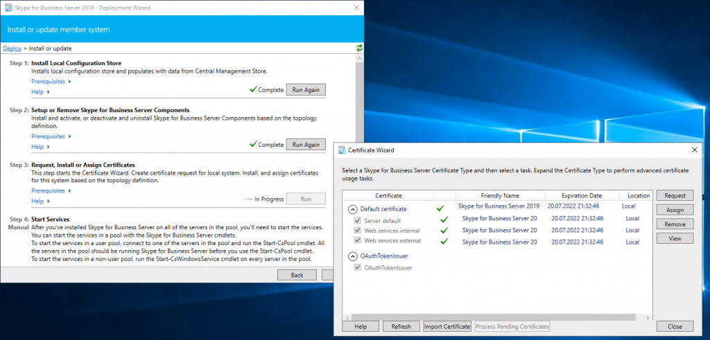 how to update skype for business 2013 certificate