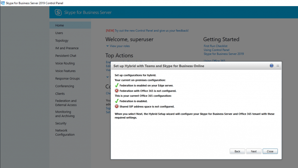 office 365 skype for business server settings