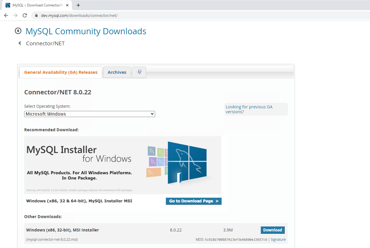 mysql download database