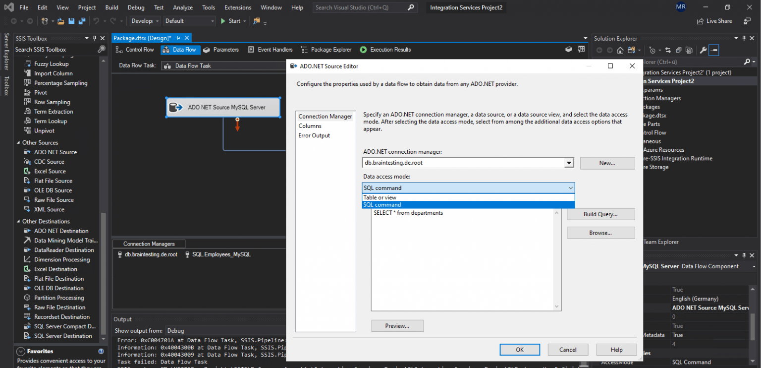 SQL Server Integration Services (SSIS) Basics – Load Data from a MySQL ...