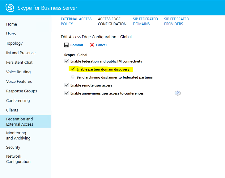 office 365 skype for business server settings