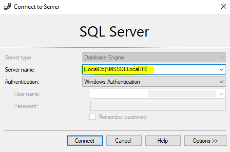 connect sql server management studio to local database