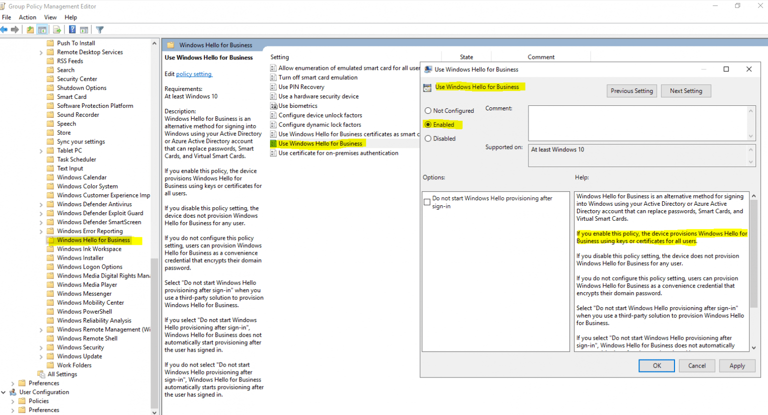 Set Up Windows Hello For Business Hybrid Azure AD Joined Devices ...