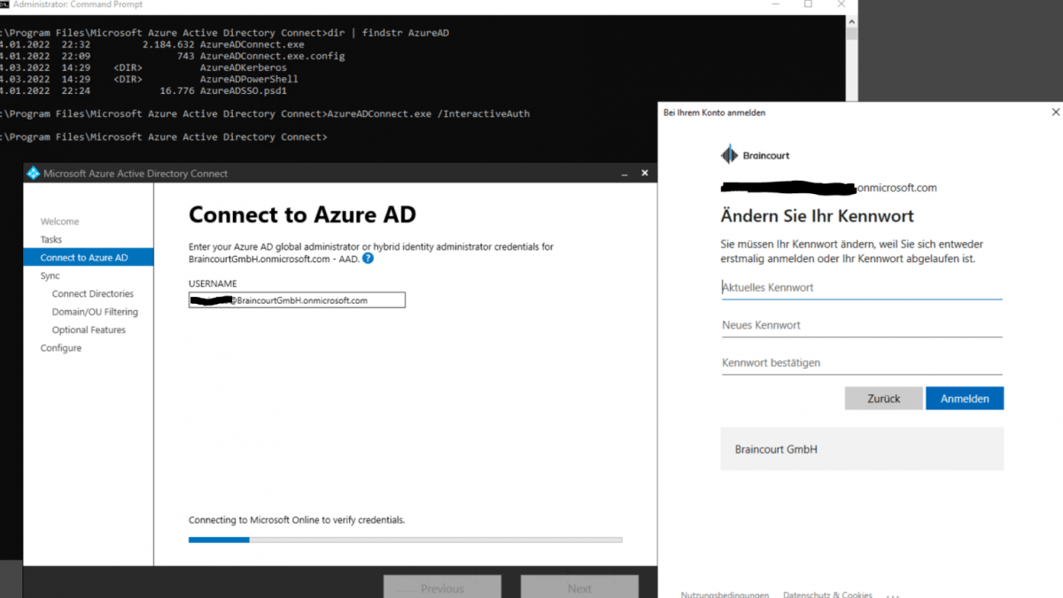 Azure AD Connect Unable to validate credentials due to an unexpected