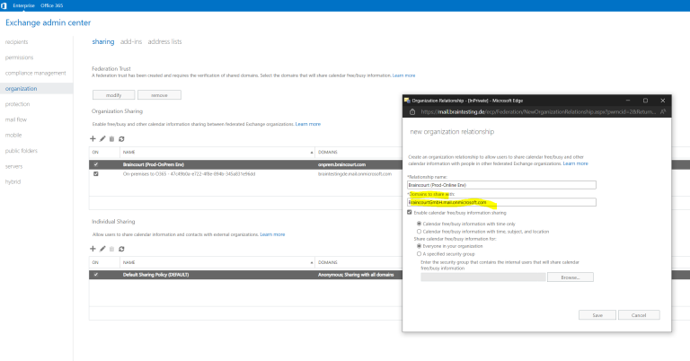 Configure Free/Busy Cross Request (Exchange Online and Exchange on ...