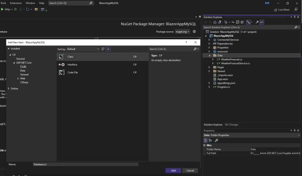 Using MySQL Database for Blazor Server Web App - .matrixpost.net