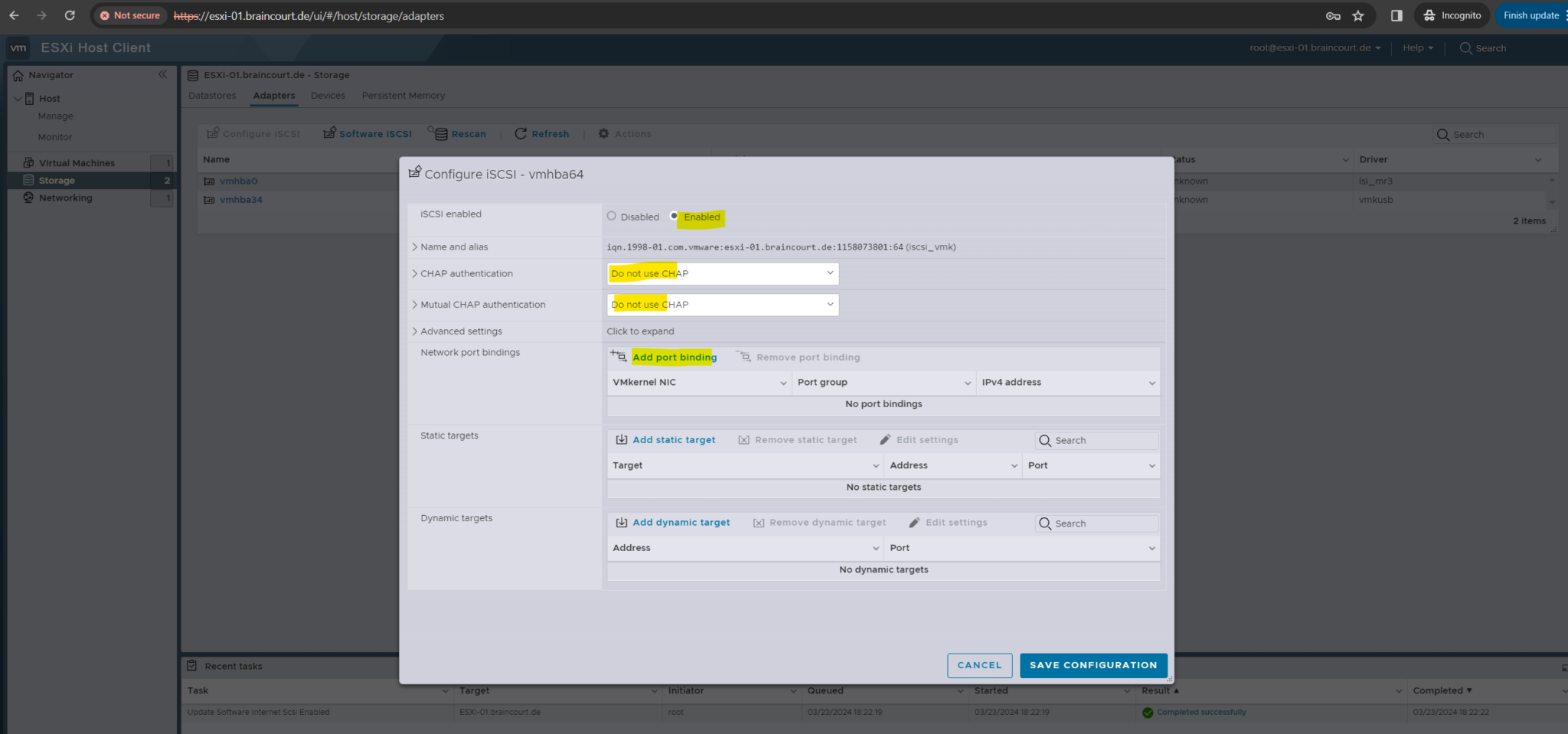 Set Up iSCSI Virtual Disks as Shared Storage for an ESXi Host Cluster ...