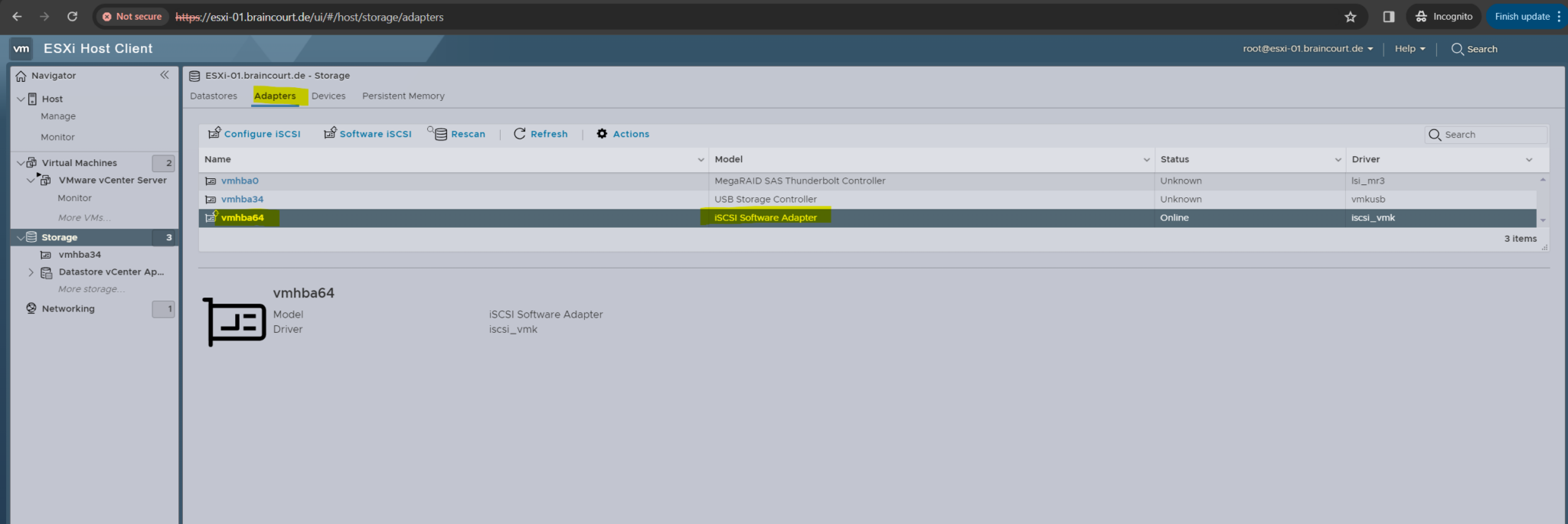 Set Up iSCSI Virtual Disks as Shared Storage for an ESXi Host Cluster ...