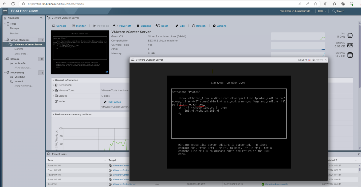 VMware vCenter Server Appliance – Failed to start file system check on ...