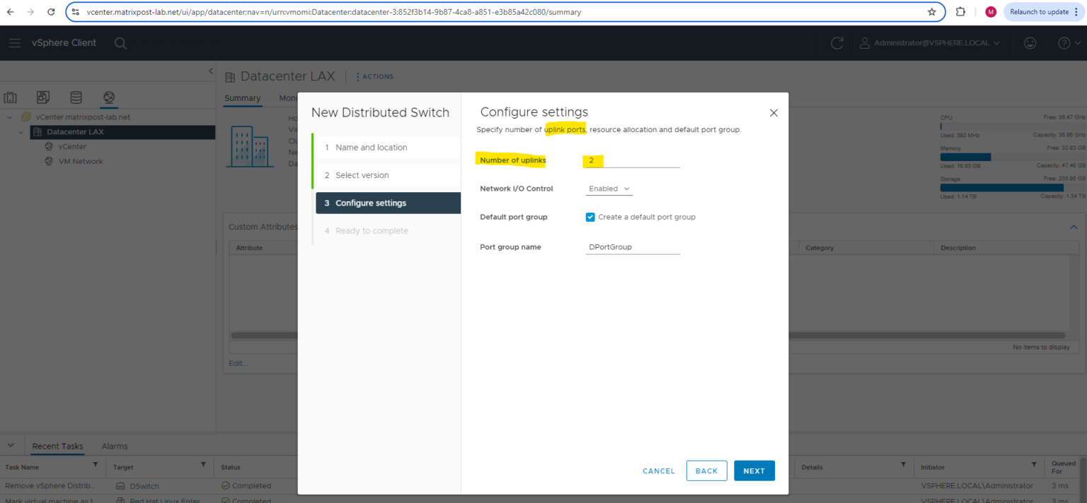 Vsphere Distributed Switch Configuration How to deploy a vSphere Distributed Switch in vCenter - .matrixpost.net