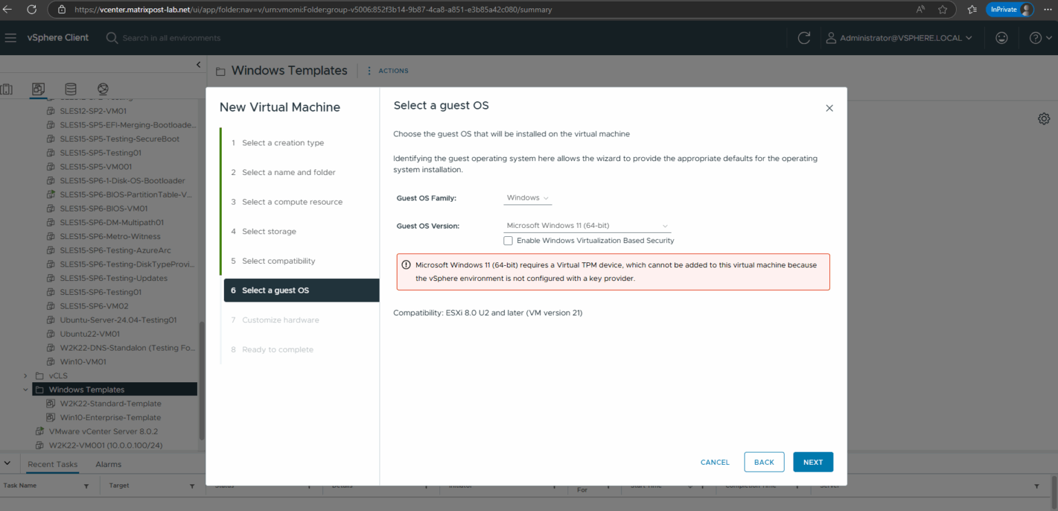 Installing and running Windows 11 on VMware vSphere - .matrixpost.net